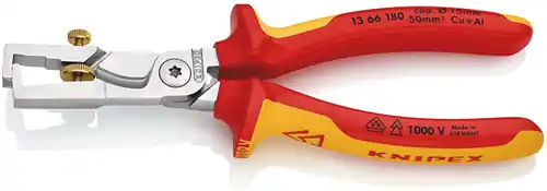 Uitverkoop | Knipex StriX® striptangen met kabelschaar Geïsoleerd Meer-componentengrepen VDE-getest - 13 66 180 SB
