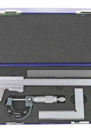 4-delige meetset analoge schuifmaat 150 mm RVS maatlat 150 mm micrometer 0-25 mm RVS winkelhaak 100x70 mm MIB | Populair